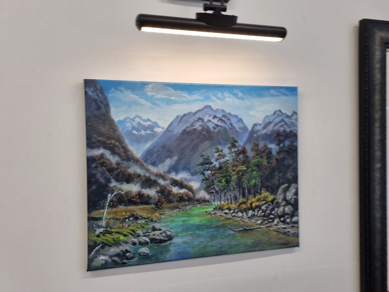 Large: Blue Sky Eglinton River Fiordland - Caley Hall Fine Art Original Painting Carousel 2
