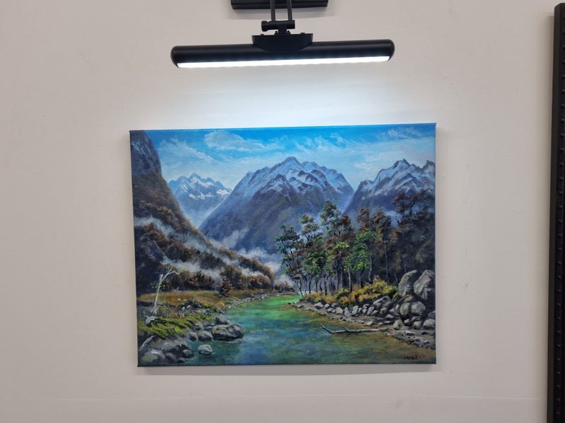 Large: Blue Sky Eglinton River Fiordland - Caley Hall Fine Art Original Painting Carousel 1