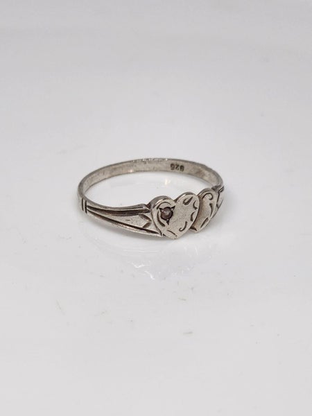 Vintage Sterling Silver love ring with gemstone size O Carousel 1
