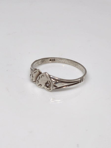 Vintage Sterling Silver love ring with gemstone size O Carousel 2