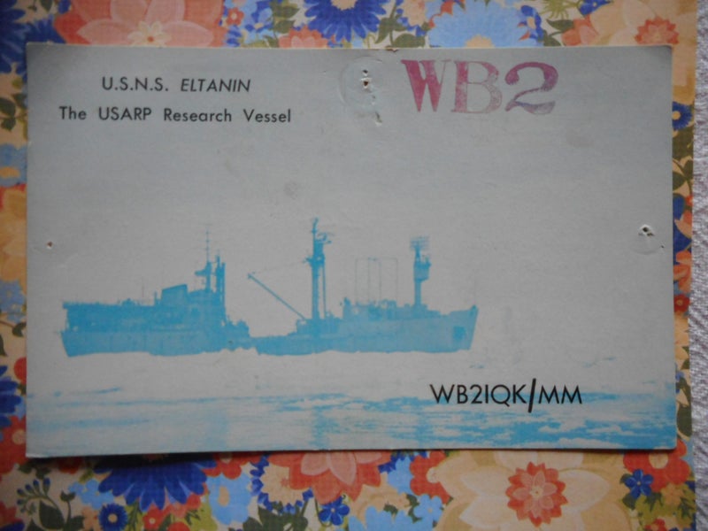 USNS Eltanin, USARP Research Vessel QSL Card pinhole damage Carousel 1