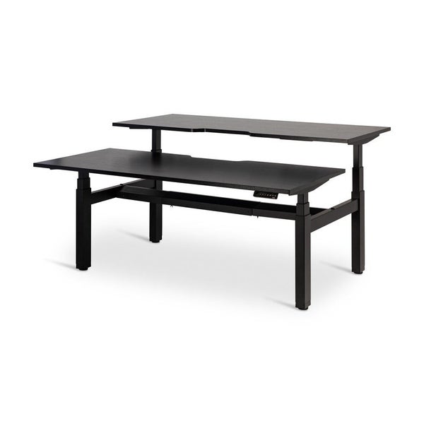 Enhance 1500mm x 800mm Electric Shared Standing Desk - Black / Black Woodgrai... Carousel 1