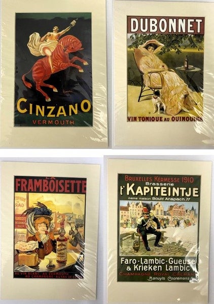 Four colourful prints of European drink posters suitable for framing Carousel 1