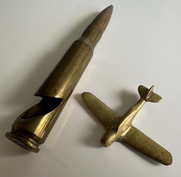Vintage brass trench art airplane & bullet opener Carousel 1