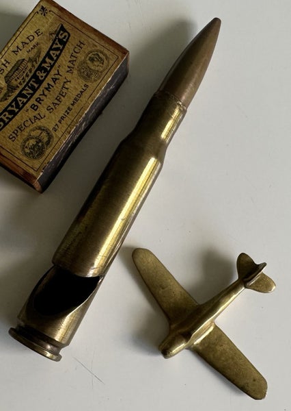 Vintage brass trench art airplane & bullet opener Carousel 2