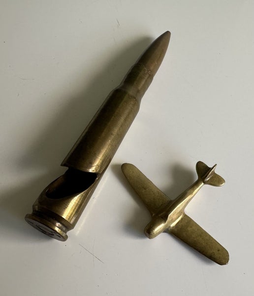 Vintage brass trench art airplane & bullet opener Carousel 9