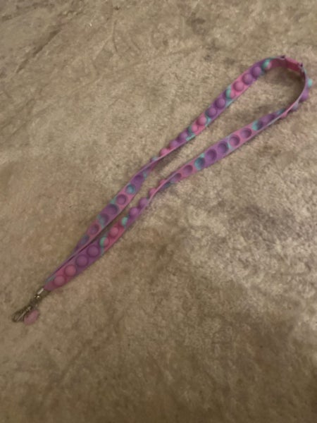 Smiggle poppit lanyard, purple, pink and blue Carousel 1