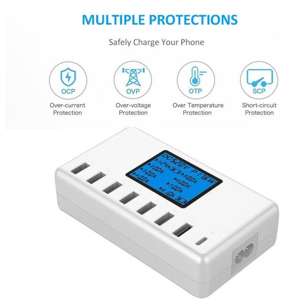40W Smart 8 Ports USB Charger Station with LCD Display Sale NZ Stock Deal62936670556930114