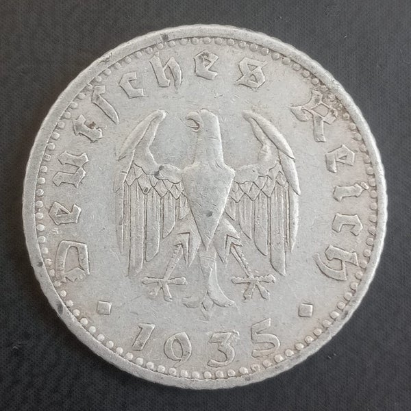 Nazi Germany 1935 50 Pfennig Coin $1 Res Carousel 1