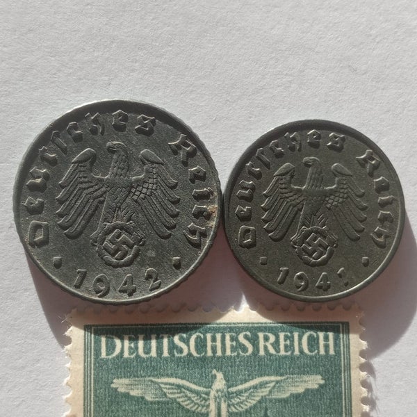 Third Reich Nazi Germany Coins + Stamp $1 Reserve Carousel 1