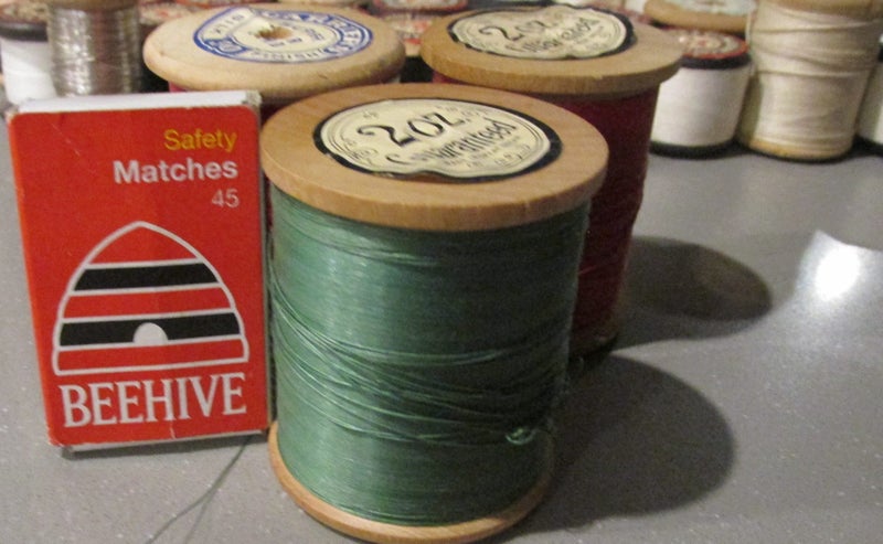 Lovely Collection ANTIQUE and Very Vintage Wooden Cotton Reels With Thread62865827840643114