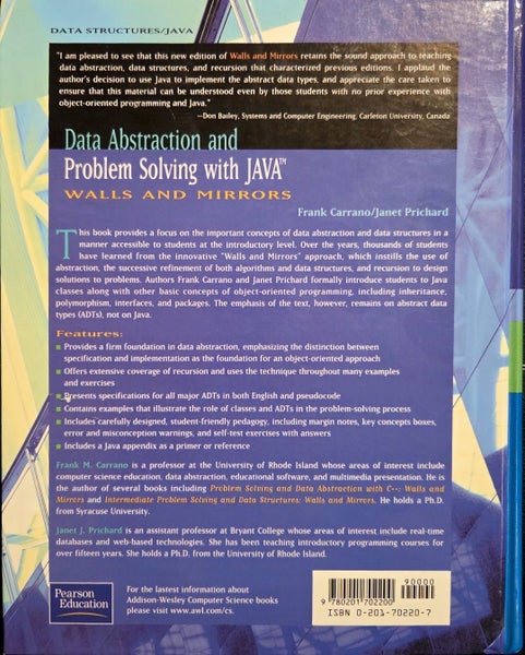 Data Abstraction and Problem Solving with JAVA - Walls and Mirrors Carousel 2