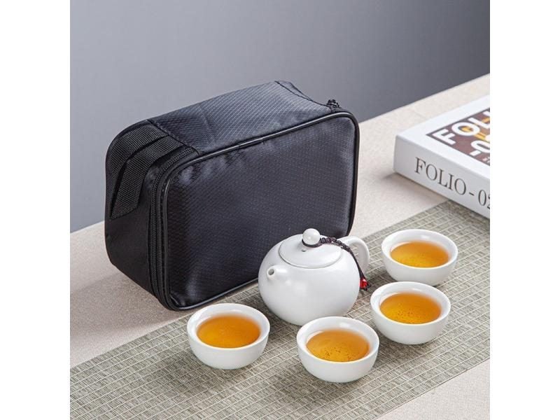 Portable Tea Set With 1 Teapot 2 Teacups 1 Bag Chinese Travel Ceramic Gaiwan Carousel 1