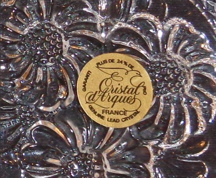 x5 Vintage Cristal d'Arques France Lead Crystal Coasters Embossed Floral Pattern Carousel 2