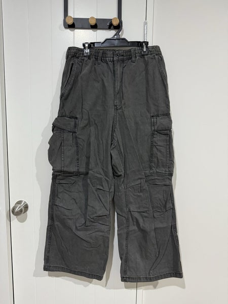 ***$1 Reserve GU (Uniqlo Sister Brand) 08 Dark Gray Denim Wide Cargo Pants L*** Carousel 1