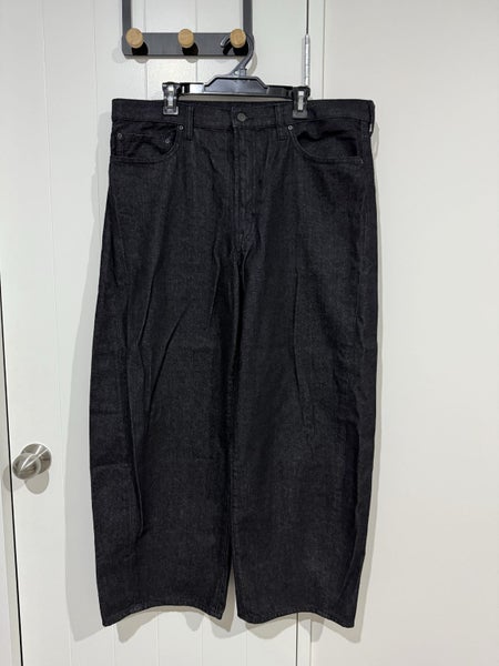 ***$1 Reserve GU (Uniqlo Sister Brand) '08' Dark Gray Barrel Leg Jeans Sz 36*** Carousel 1
