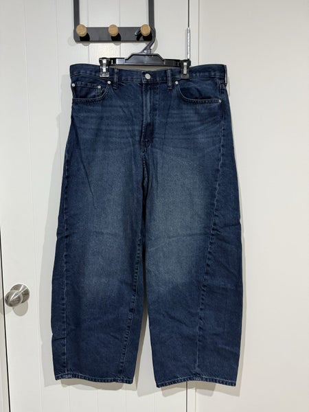 ***$1 Reserve GU (Uniqlo Sister Brand) '68' Blue Barrel Leg Jeans Sz 36*** Carousel 1