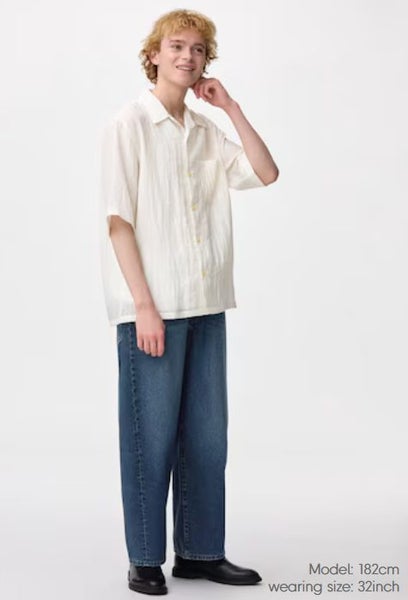 ***$1 Reserve GU (Uniqlo Sister Brand) '68' Blue Barrel Leg Jeans Sz 36*** Carousel 11