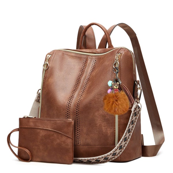 Women's Vegan Leather Backpack TC515 | TOUCHANDCATCH NZ Carousel 1