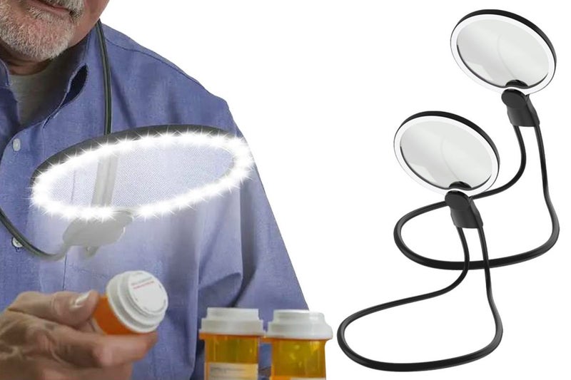 2Pcs Magnetic Neck Magnifier 3X Magnifying Glass With Light Craft For Reading Carousel 1