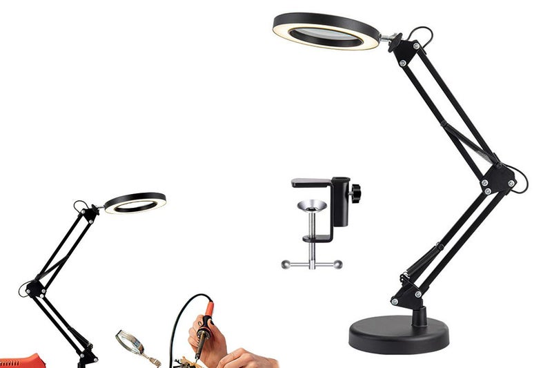 5X Magnifying Glass With LED Light Craft With Reading Desk Stand Lamp-Black Carousel 1