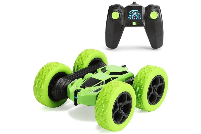 2.4GHz 4WD Fast RC Car Kids Toy Double Sided 360 Degree Rotating RC Truck-Green Carousel 2