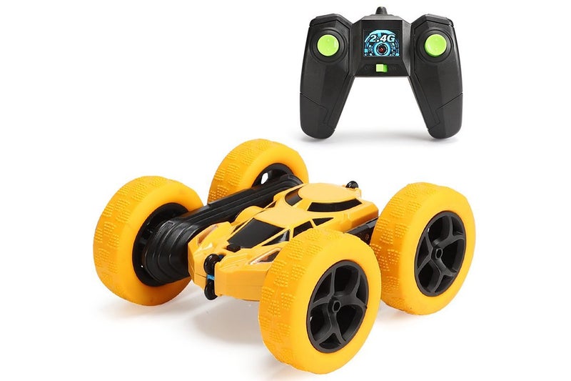 2.4GHz 4WD Fast RC Car Kids Toy Double Sided 360 Degree Rotating RC Truck-Yellow Carousel 2
