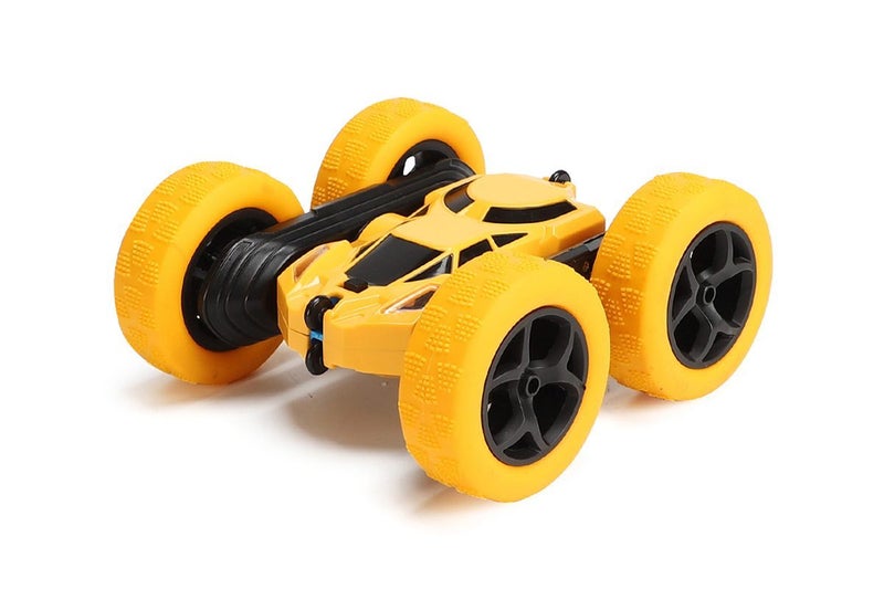 2.4GHz 4WD Fast RC Car Kids Toy Double Sided 360 Degree Rotating RC Truck-Yellow Carousel 3