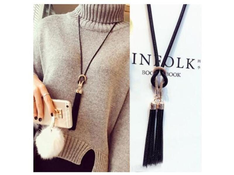 Female Pendant Necklace Tassel Long Winter Sweater Chain Necklace Carousel 1