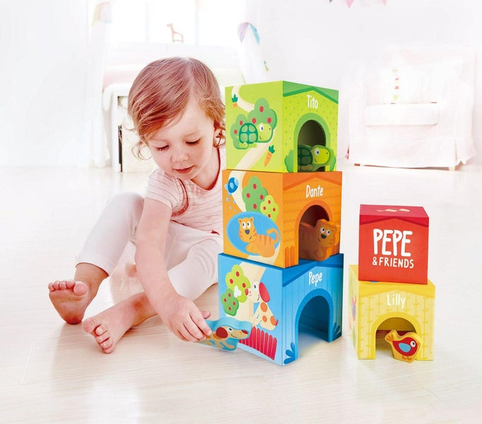 Hape Pepe & Friends Stacking Cardboard Toy Blocks Carousel 1