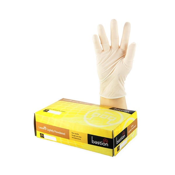 Bastion Latex Powder Free Disposable Gloves Pack of 100 - Medium - Expired Carousel 1