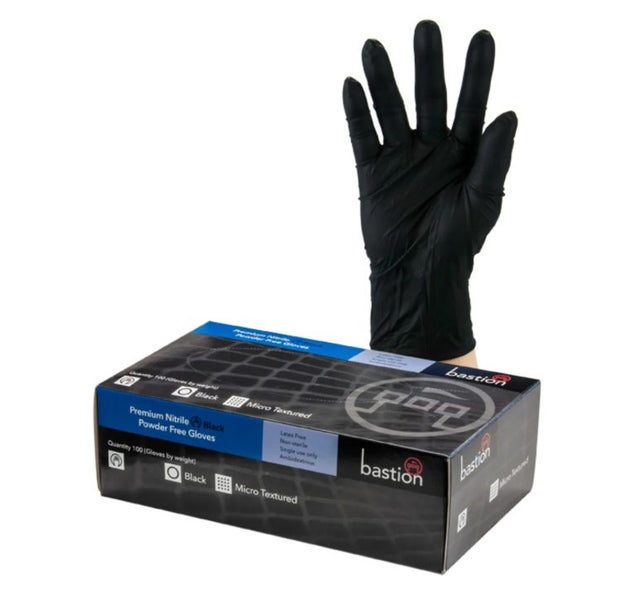 Bastion Premium Nitrile Black Powder Free Gloves - Small - Expired Carousel 1