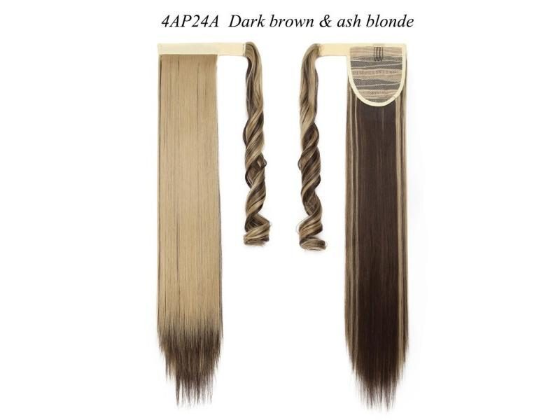 S-noilite Synthetic 24'' Long Straight Ponytail Wrap Around Clip In Ponytail Carousel 1
