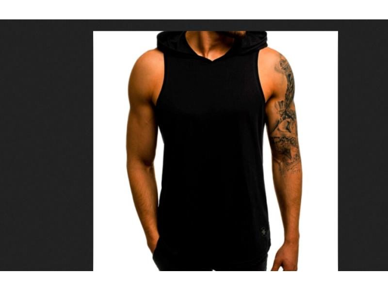 Men's Cotton Sleeveless Hoodie Bodybuilding Workout Tank Tops Muscle Fitness Carousel 1