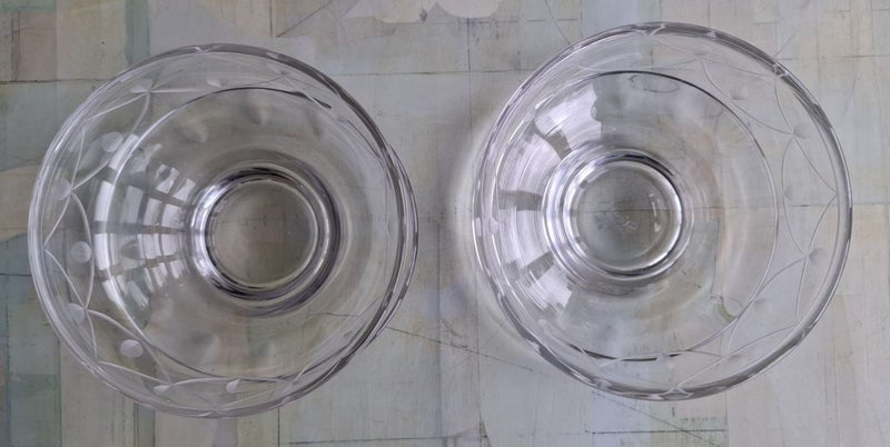 Pair of Stuart Crystal pudding or entree bowls with built in saucer62970070139907111