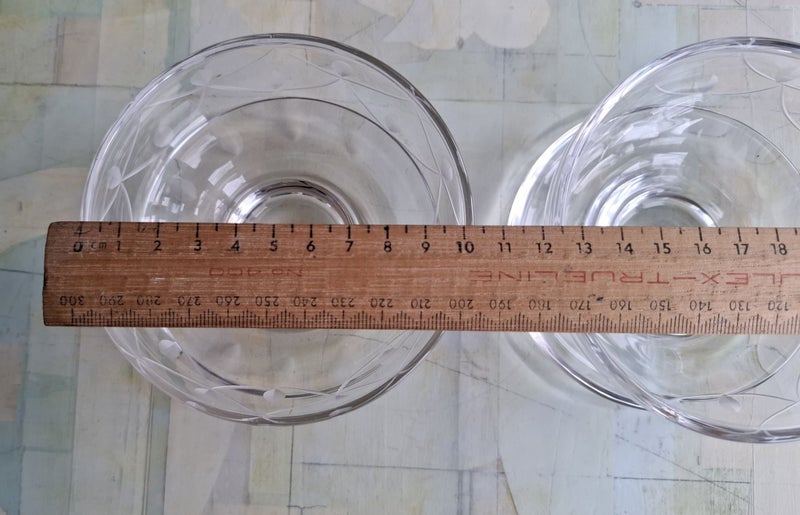 Pair of Stuart Crystal pudding or entree bowls with built in saucer62970070139907113