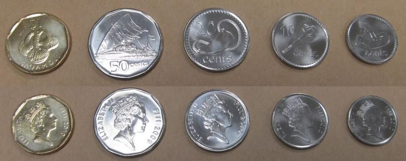 FIJI 2009-10 set of 5 coins – reduced sizes UNC Carousel 1