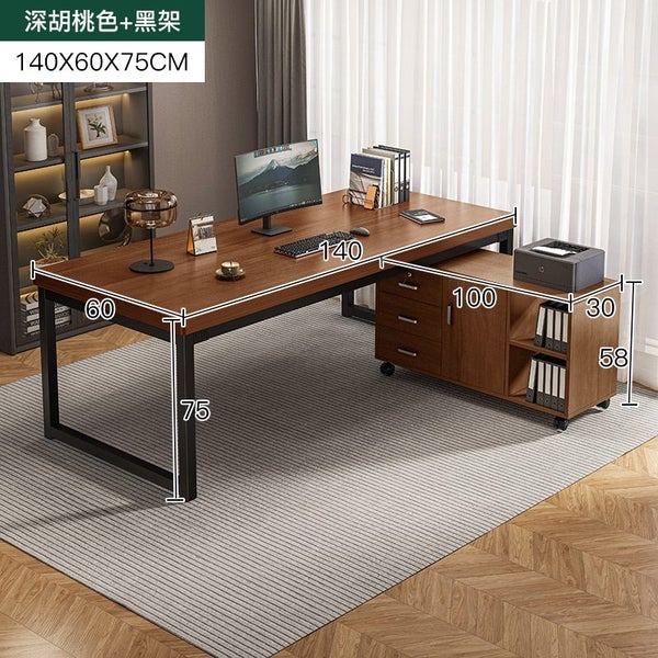 European Black Oak Computer Desk With Side Cabinet Carousel 1