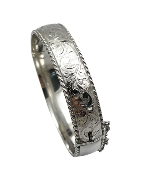 Vintage Sterling Silver New Zealand Made Ladies Bangle Bracelet Hurst &Son 1980s Carousel 2