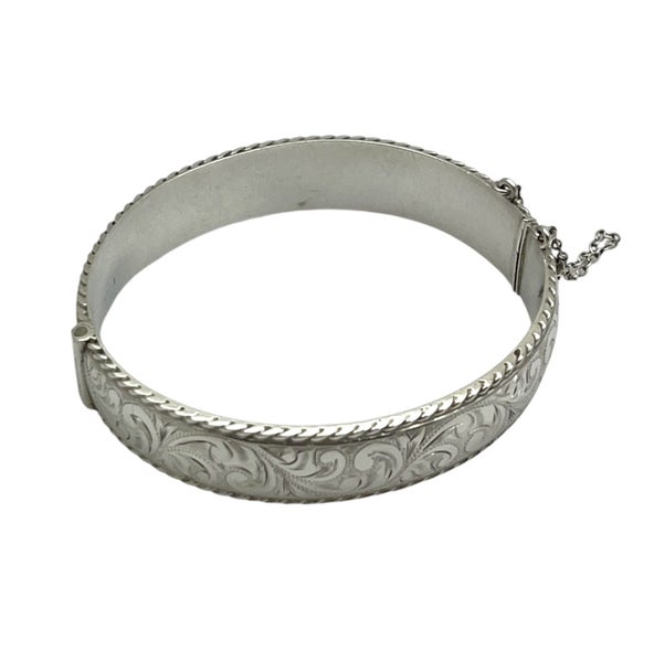 Vintage Sterling Silver New Zealand Made Ladies Bangle Bracelet Hurst &Son 1980s Carousel 9