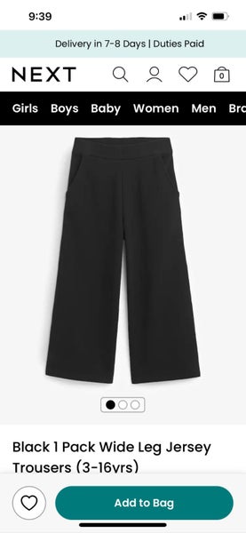 Girls Wide Leg Jersey Trousers (10yrs) Carousel 1