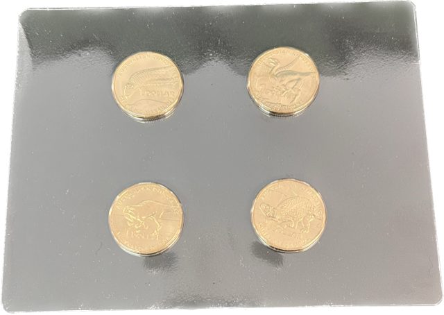 AUSTRALIA 2022 DINOSAURS (4 x $1 coins) COIN SET IN FOLDER UNC Carousel 4