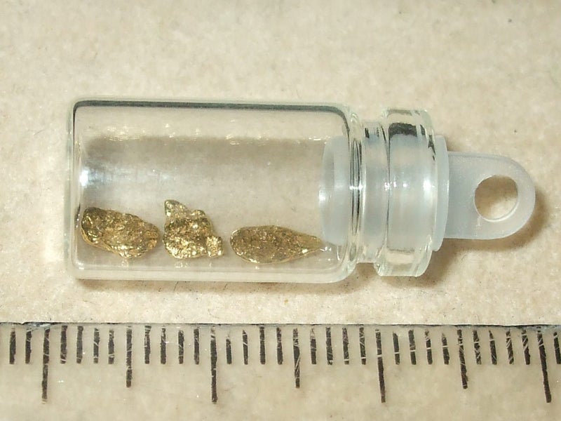$1 RESERVE - THREE GOLD NUGGETS with Pyrex Vial Carousel 2