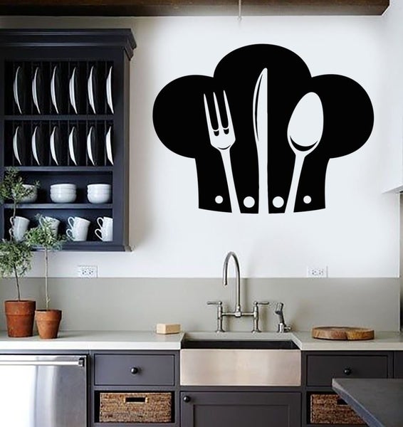 Wall Stickers/wall decal Vinyl Wall Decal Chef Hat Cutlery Restaurant stick Carousel 1
