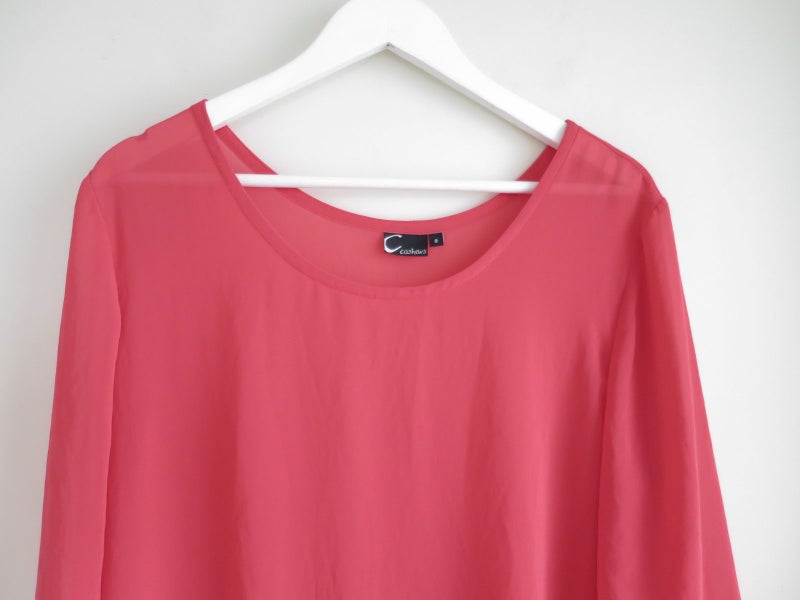 CASHEWS (NZ) *Designer Chic Coral Punch Chiffon Dress* 8/10 NEW Carousel 2