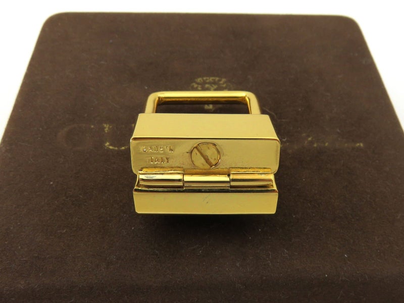 Gucci Gold Tone Metal Dark Brown Leather Keyring Carousel 4