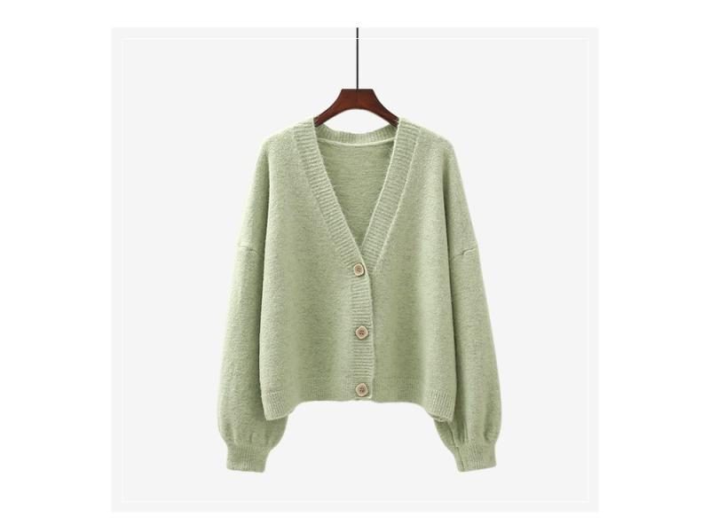 H.SA Women Spring Solid Cashmere Sweater Coat Korean Chic Casual Cardigans Carousel 1