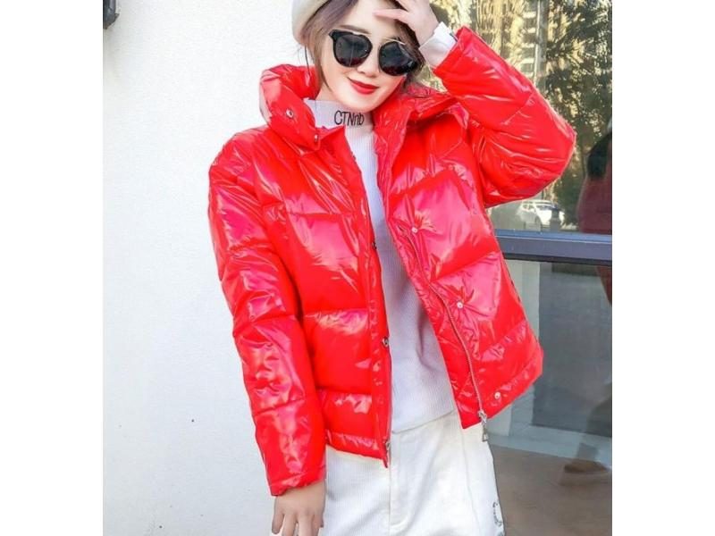 Winter Down Cotton Padded Jacket For Women Thick Black Short Shiny Yellow Red Carousel 1