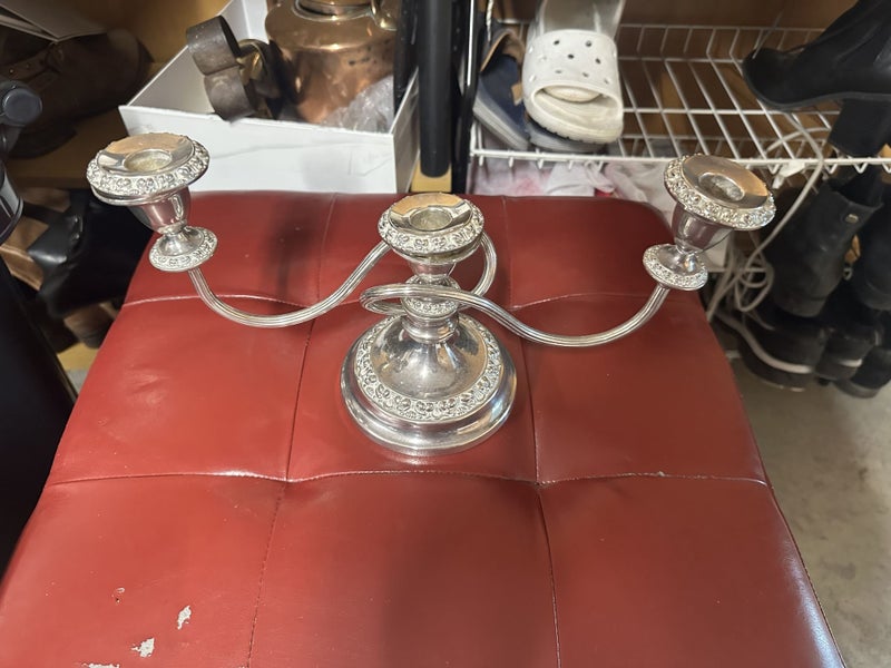 3 point Silver Plate Candelabra Carousel 1