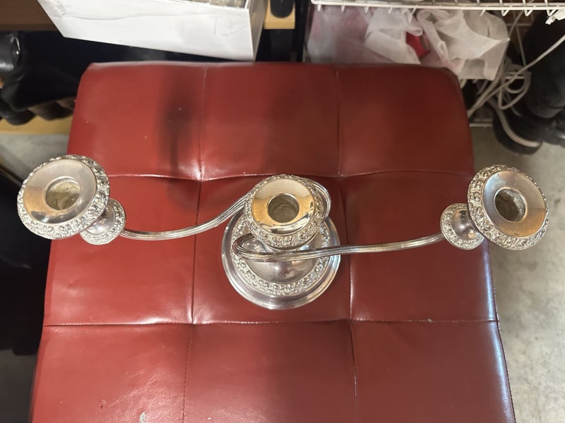 3 point Silver Plate Candelabra Carousel 2